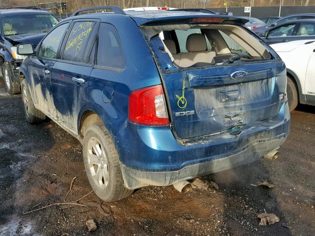 2FMDK4JC9BBA25004 - 2011 FORD EDGE SEL BLUE photo 3