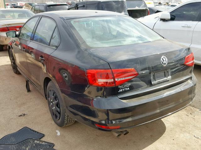 3VW1K7AJ7FM322233 - 2015 VOLKSWAGEN JETTA BASE BLACK photo 3