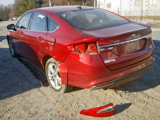 3FA6P0HD1JR164572 - 2018 FORD FUSION SE RED photo 3