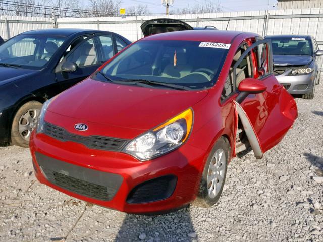 KNADM5A39E6358498 - 2014 KIA RIO LX RED photo 2