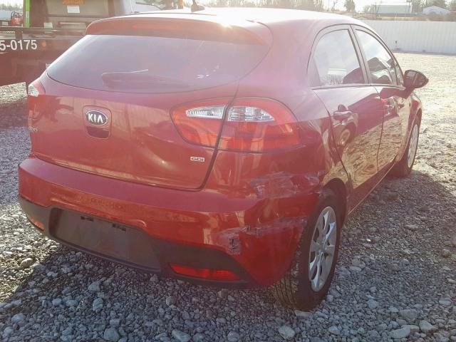 KNADM5A39E6358498 - 2014 KIA RIO LX RED photo 4