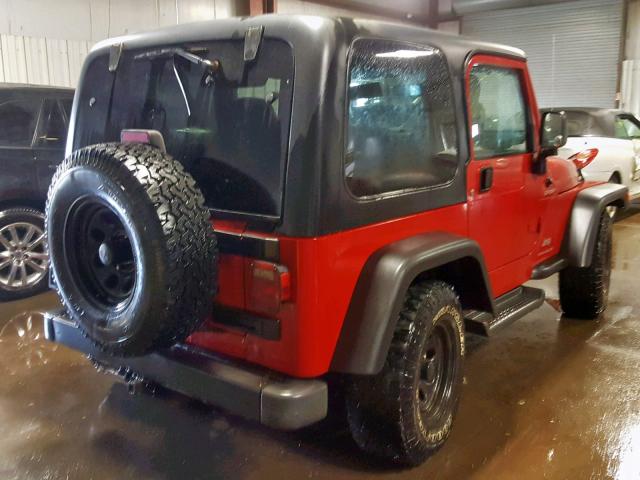 1J4FA49S85P355171 - 2005 JEEP WRANGLER / RED photo 4