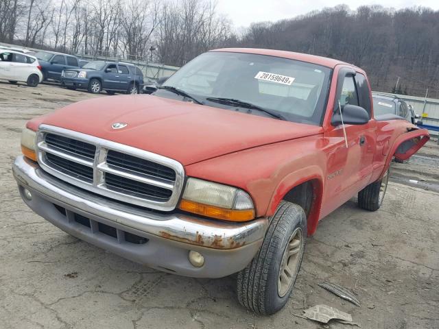 1B7GG42N22S517768 - 2002 DODGE DAKOTA SLT RED photo 2