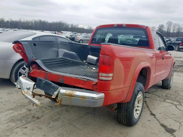 1B7GG42N22S517768 - 2002 DODGE DAKOTA SLT RED photo 4