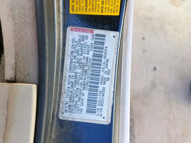 JTHBD182510001041 - 2001 LEXUS IS 300 SILVER photo 10