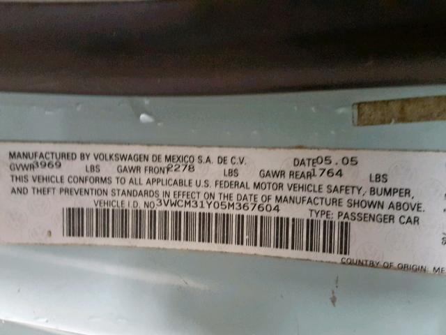 3VWCM31Y05M367604 - 2005 VOLKSWAGEN NEW BEETLE ლურჯი ფოტო 10
