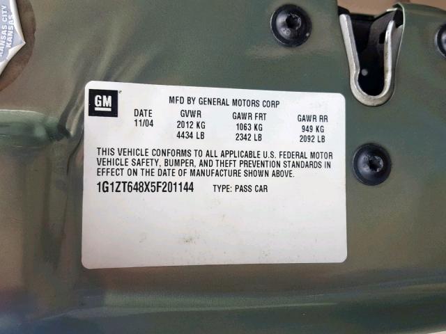 1G1ZT648X5F201144 - 2005 CHEVROLET MALIBU MAX GREEN photo 10