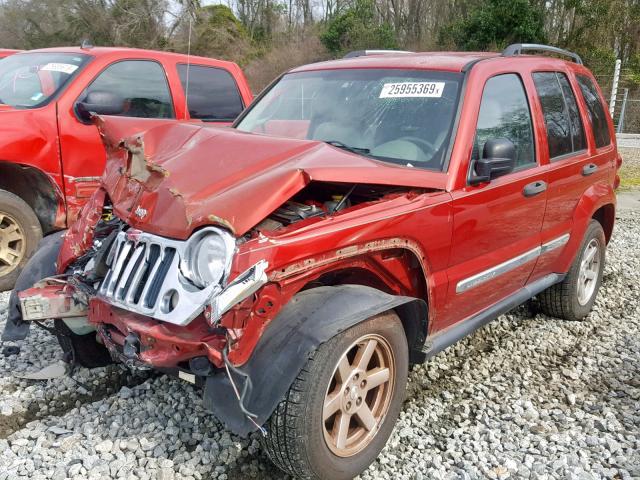 1J4GK58K76W141479 - 2006 JEEP LIBERTY LI RED photo 2