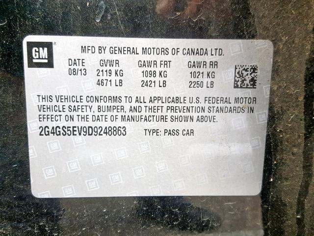 2G4GS5EV9D9248863 - 2013 BUICK REGAL PREM BLACK photo 10