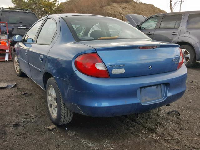 1B3ES56C72D649208 - 2002 DODGE NEON ES BLUE photo 3