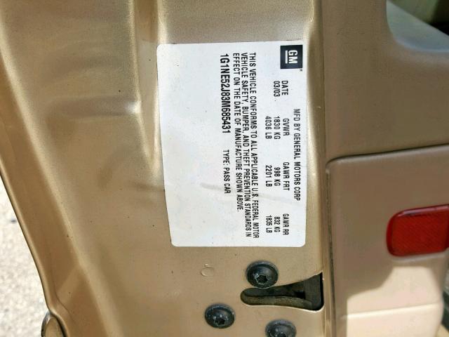 1G1NE52J83M685431 - 2003 CHEVROLET MALIBU LS Алтын фото 10