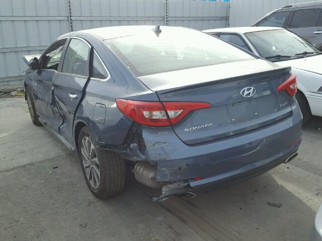 5NPE34AF1GH413372 - 2016 HYUNDAI SONATA SPO BLUE photo 3