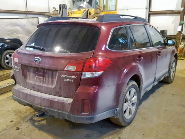 4S4BRJMC2C2274829 - 2012 SUBARU OUTBACK 3. RED photo 4