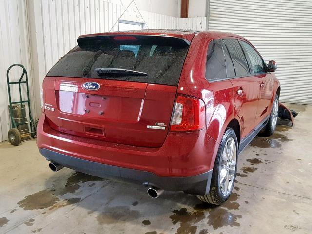 2FMDK3J92DBA43488 - 2013 FORD EDGE SEL RED photo 4