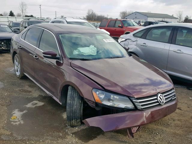 1VWBP7A30CC107510 - 2012 VOLKSWAGEN PASSAT SE MAROON photo 1