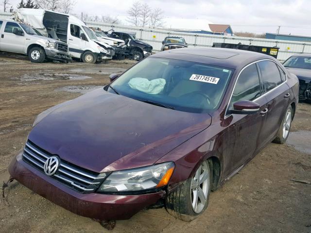 1VWBP7A30CC107510 - 2012 VOLKSWAGEN PASSAT SE MAROON photo 2