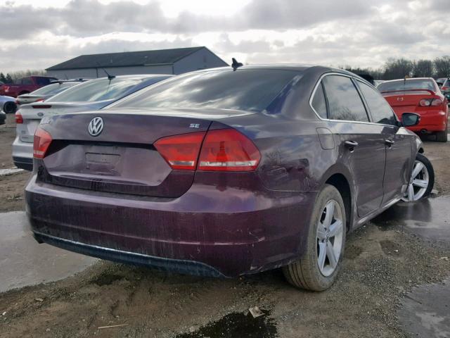 1VWBP7A30CC107510 - 2012 VOLKSWAGEN PASSAT SE MAROON photo 4