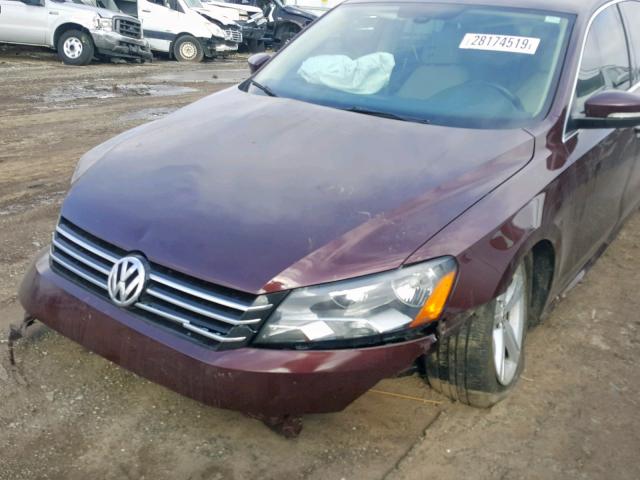 1VWBP7A30CC107510 - 2012 VOLKSWAGEN PASSAT SE MAROON photo 9