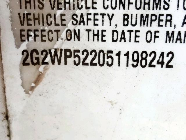 2G2WP522051198242 - 2005 PONTIAC GRAND PRIX SILVER photo 10