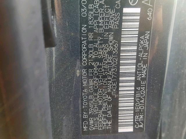 JTKDE177370213667 - 2007 TOYOTA SCION TC ნაცრისფერი ფოტო 10