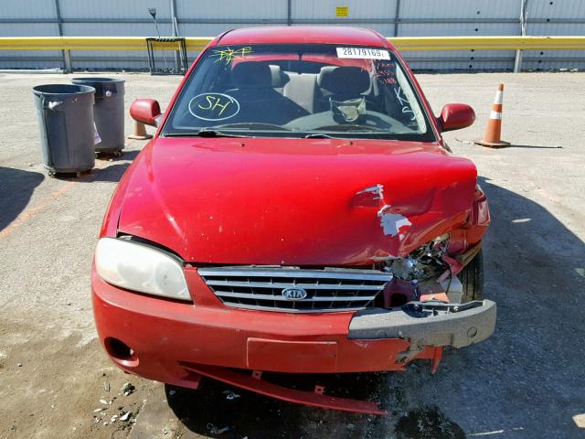 KNAFB121X35222775 - 2003 KIA SPECTRA BA RED photo 9