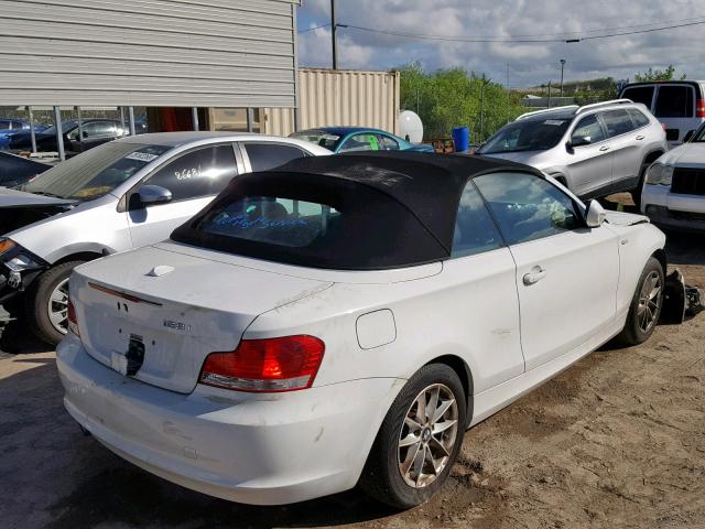 WBAUL7C59AVJ77933 - 2010 BMW 128 I WHITE photo 4