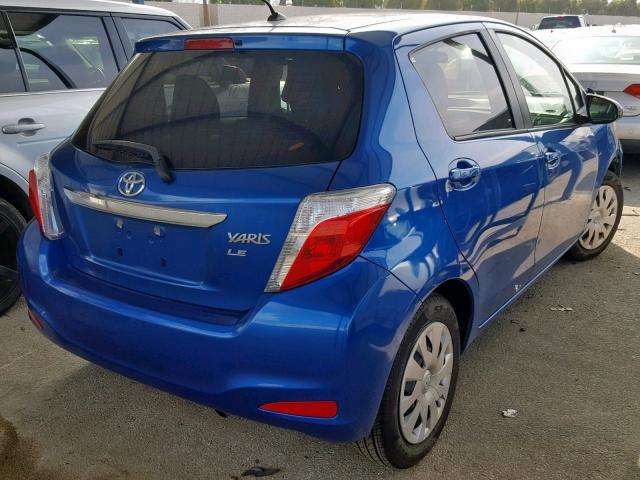 JTDKTUD38CD513389 - 2012 TOYOTA YARIS BLUE photo 4