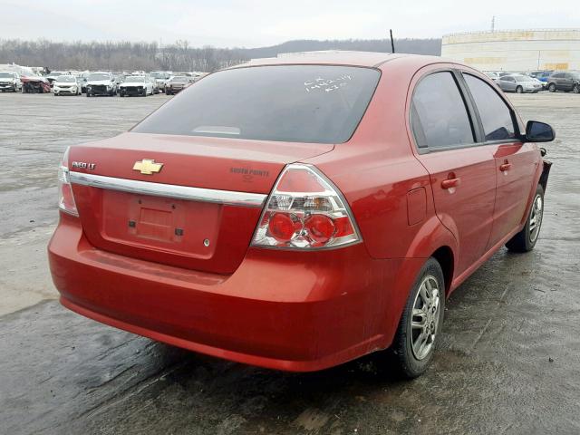 KL1TD56E79B392260 - 2009 CHEVROLET AVEO LS RED photo 4