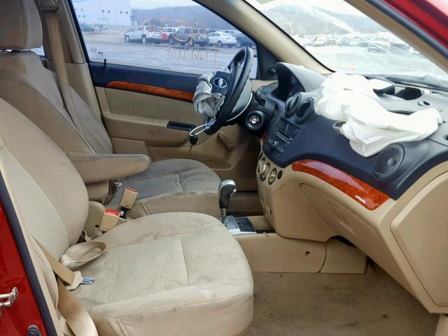 KL1TD56E79B392260 - 2009 CHEVROLET AVEO LS RED photo 5