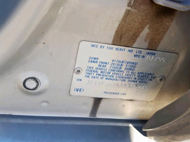 JF1SF6556XH727773 - 1999 SUBARU FORESTER S ვერცხლისფერი ფოტო 10