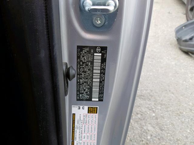 JTKJF5C72B3016915 - 2011 TOYOTA SCION TC SILVER photo 10