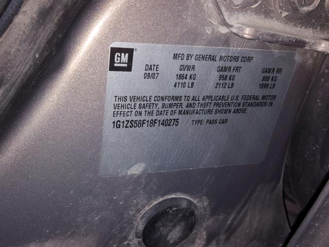 1G1ZS58F18F140275 - 2008 CHEVROLET MALIBU LS TAN photo 10