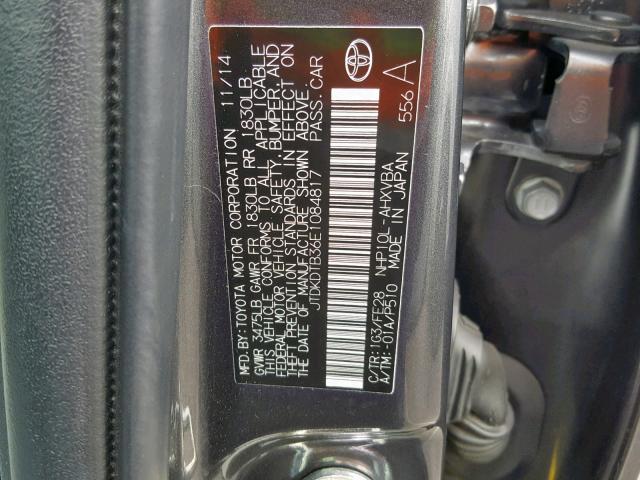 JTDKDTB36E1084817 - 2014 TOYOTA PRIUS C GRAY photo 10