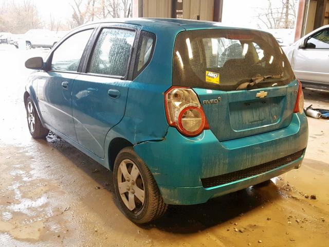 KL1TD66E09B403671 - 2009 CHEVROLET AVEO LS BLUE photo 3