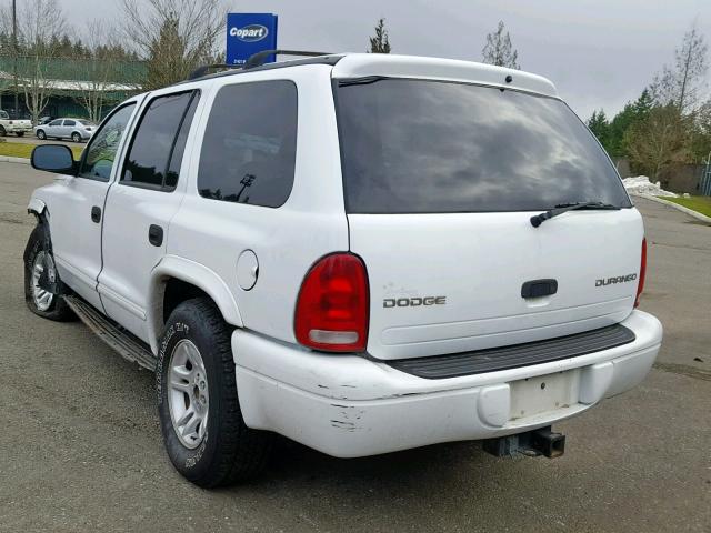 1D4HS48N63F563904 - 2003 DODGE DURANGO SL WHITE photo 3