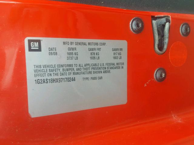1G2AS18HX97170244 - 2009 PONTIAC G5 RED photo 10