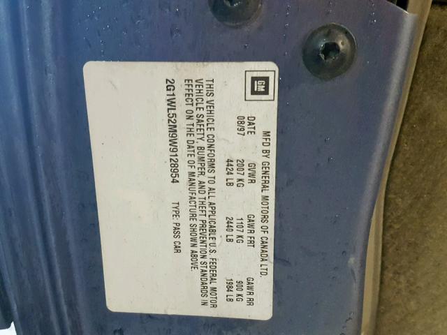 2G1WL52M9W9128954 - 1998 CHEVROLET LUMINA BAS 蓝色 照片 10