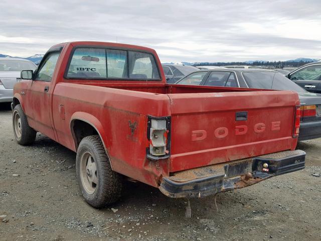 1B7FL16G1MS229048 - 1991 DODGE DAKOTA RED photo 3