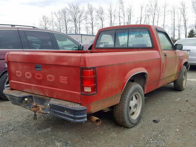 1B7FL16G1MS229048 - 1991 DODGE DAKOTA RED photo 4