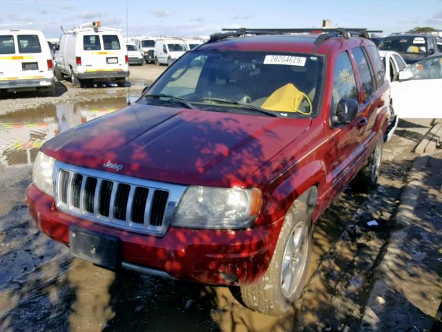 1J4GX58J44C351058 - 2004 JEEP GRAND CHER RED photo 2