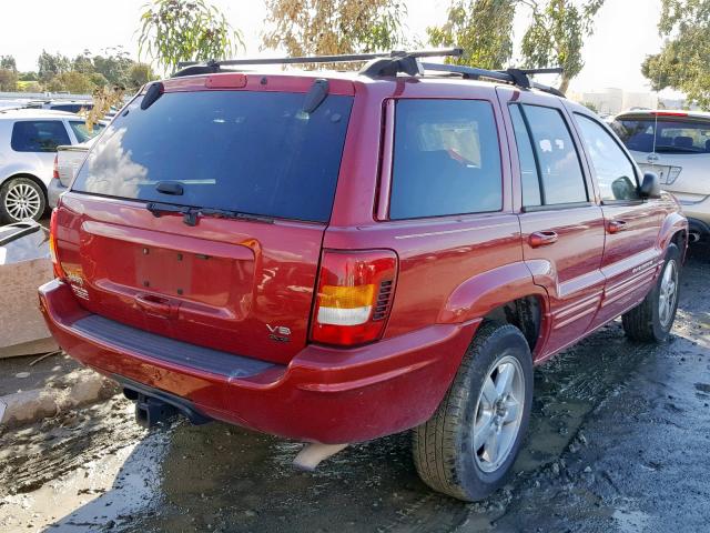 1J4GX58J44C351058 - 2004 JEEP GRAND CHER RED photo 4