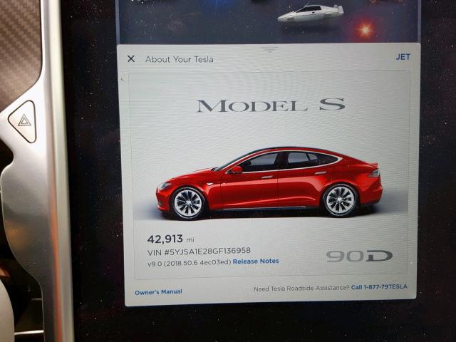 5YJSA1E28GF136958 - 2016 TESLA MODEL S RED photo 8