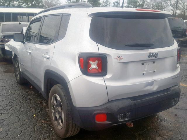 ZACCJAAT3GPE00938 - 2016 JEEP RENEGADE S ვერცხლისფერი ფოტო 3