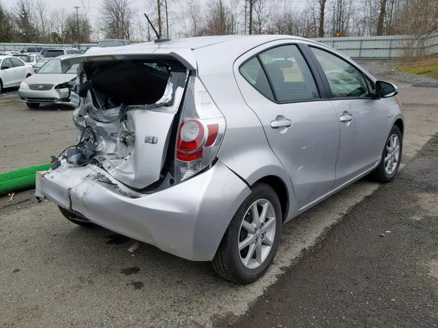 JTDKDTB3XC1010135 - 2012 TOYOTA PRIUS C SILVER photo 4