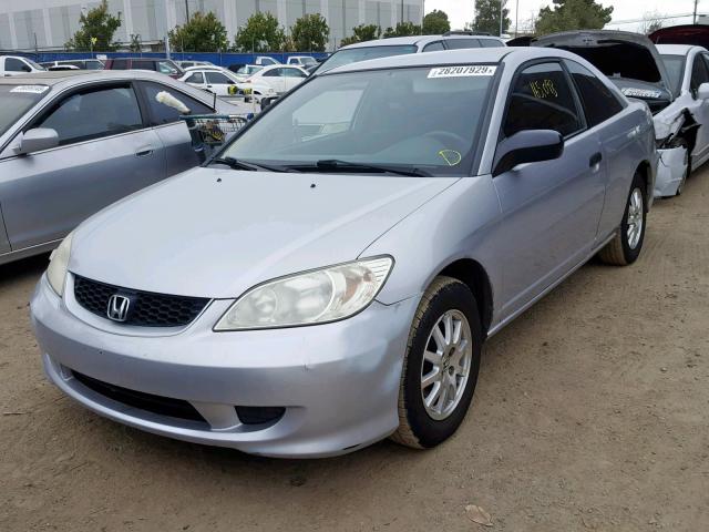 1HGEM22795L036650 - 2005 HONDA CIVIC HX SILVER photo 2