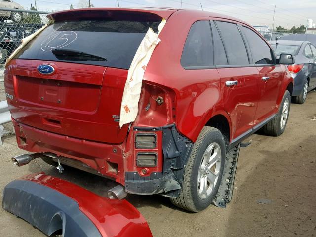 2FMDK4JC9BBB41223 - 2011 FORD EDGE SEL RED photo 4