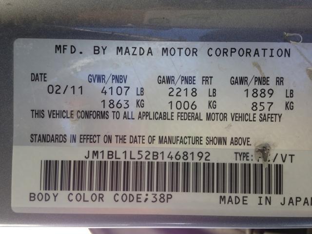 JM1BL1L52B1468192 - 2011 MAZDA 3 S GRAY photo 9