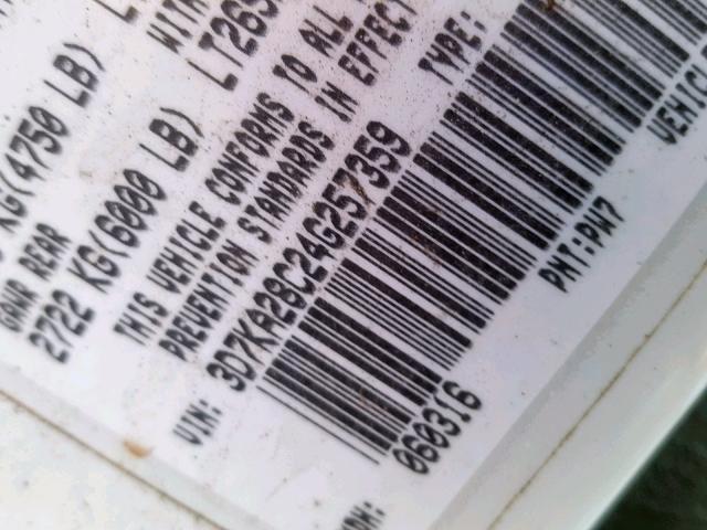 3D7KA28C24G257359 - 2004 DODGE RAM 2500 S Սպիտակ լուսանկար 10