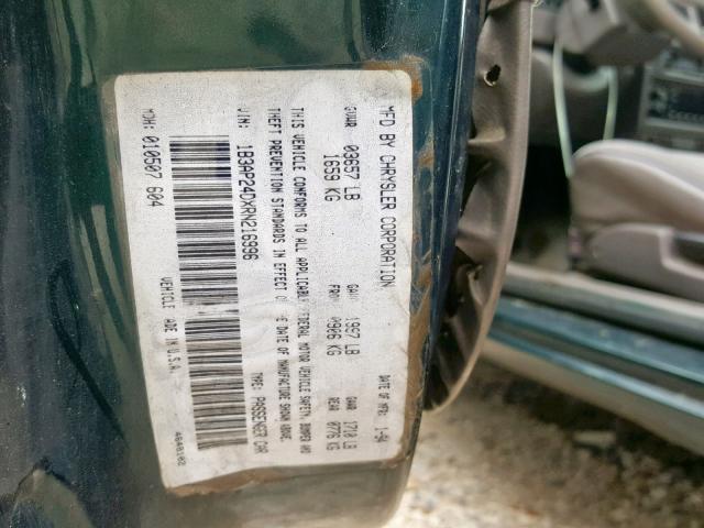 1B3AP24DXRN216996 - 1994 DODGE SHADOW GREEN photo 10