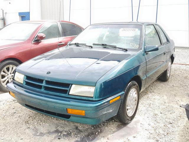 1B3AP24DXRN216996 - 1994 DODGE SHADOW GREEN photo 2